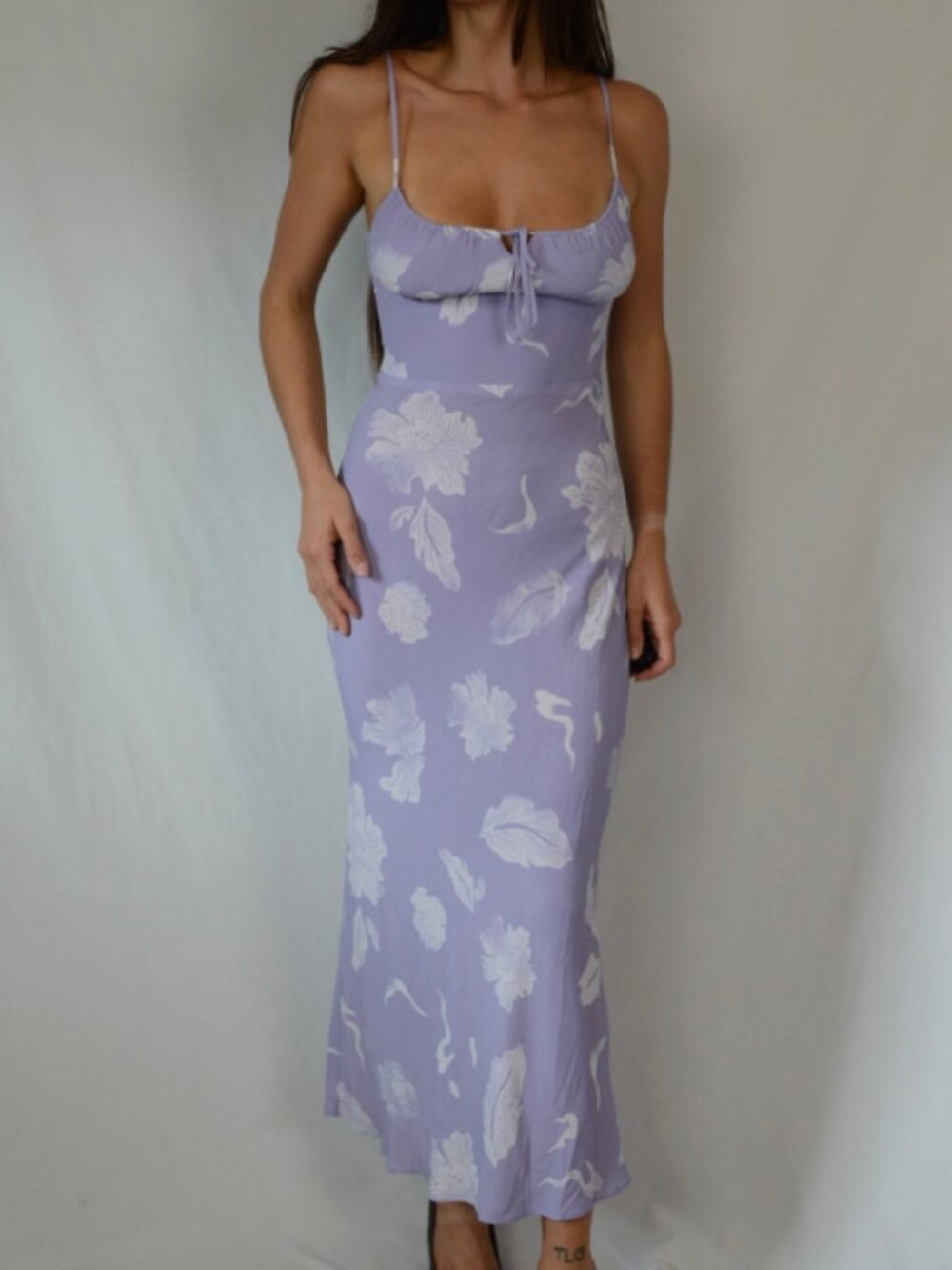 ARITZIA WILFRED Bellow Midi Dress Lavender Purple & White Floral Size 2